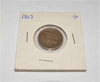 1863 indian head penny, good