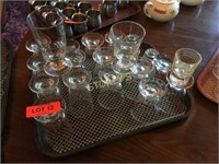 Tray of Glasses, SHot Glass Etc.