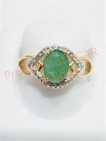 Sterling Silver Gold Plated Emerald Ring