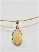14 K Gold Yellow Gold Opal & Diamond Pendant