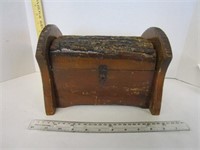 neat small wood log chest; hinge on back needs to