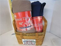 Basket with fleece throws