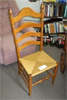 Maple ladderback chair with rush seat
