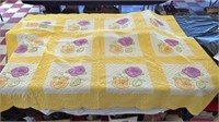 Vintage Yellow Floral Quilt