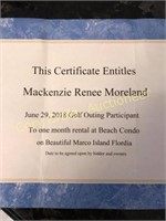 (One) 1 month condo rental Marco Island Florida