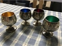 4 STERLING SILVER SHOT CUPS