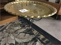 LARGE ROUND BRASS TRAY TABLE