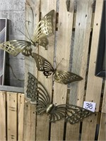 SET OF 3 LARGE BRASS BUTTERFLY WALL DECOR