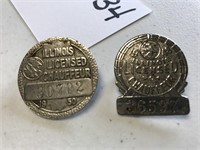 1948 & 50 ILLINOIS CHAUFFER LICENSE PIN / BUTTONS