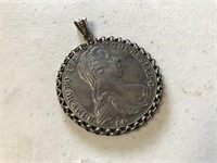 SILVER 1780.X ARCHID COIN PENDANT