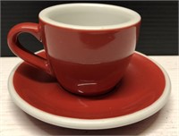 Red Espresso Mugs x 4 & Saucers x 5