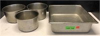 2/3 x 4" SS Insert and 3 SS Round Containers 6" x