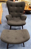 43 - CHARCOAL COLOR NEW CHAIR & OTTOMAN (289.00)