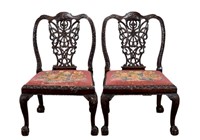PAIR OF 18th C CARVED MAHOGANY CHAIRS