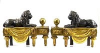 PAIR OF FRENCH BRONZE FIGURAL ANDIRONS