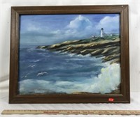 Original Lighthouse Painting Set on Canvas