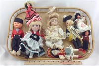 Tray of vintage dolls