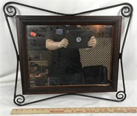 Wrought Iron and Wooden Framed Mirror