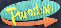 Colorful Vintage Corrugated Metal Paradise Sign