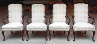 Set of Four upholstered Queen Anne dining chairs