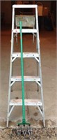 Aluminum ladder and garden tiller