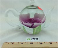 Vintage Anne Primrose art glass teapot paperweight