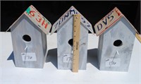 3 Birdhouses - NY / CA / FL  License Plate Roof