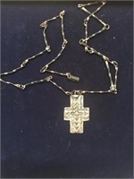 VINTAGE/ANTIQUE STERLING CROSS AND NECKLACE