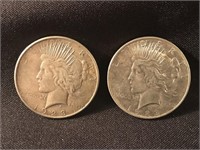 (2) 1923 Peace Silver Dollars Better condition