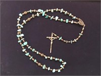 NATIVE STYLE TURQUOISE NECKLACE WITH CROSS