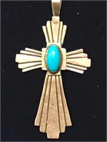 STERLING NATIVE AMERICAN CROSS SIGNED "CY"