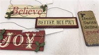 3 wooden small Christmas wall decor and small