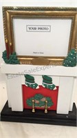 Wooden Christmas mantle photo frame and album all