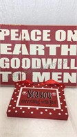 Wooden Christmas hanging sign decor