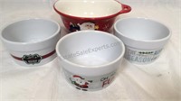 Ceramic Santa bowl and 3 Celebrate It ramekins