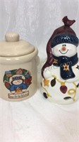 Ceramic snowman candle jar and ceramic snowman