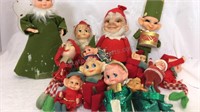 Vintage elves on the shelf, drummer boy elf, and