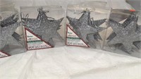 4 box set of 6 silver glitter star ornaments