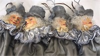 4 silver and grey Mad Hatter ornaments