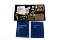 Lot, assorted coins, Lincoln cents, Zippo lighter,