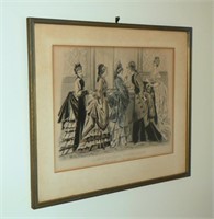 Framed Godeys fashion print , 1875