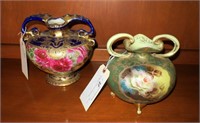 2- Nippon porcelain double-handled vases,