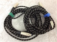 2 Microphone Cables, Braided Black