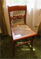 Tiger maple caned seat side chair
