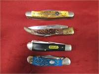 4 mixed pocket knives: Stanley 2in1 w/2.5" blades,
