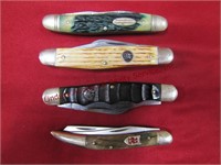 4 mixed pocket knives: Reminton 2in1 w/ 2.5"