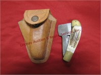 Marble's 2-in-1 pocket knife w/ leather sheath: