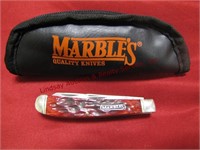 Marble's 3-in-1 pocket knife w/ case: approx 2.5"