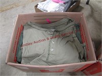 Box: 11 green henley shirts (10 are Cabelas) 4XLT
