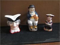 3 Small Charles Dickens Toby Mugs